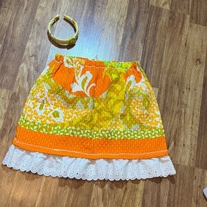Vintage handmade Colorful Floral Mini Skirt with Headband